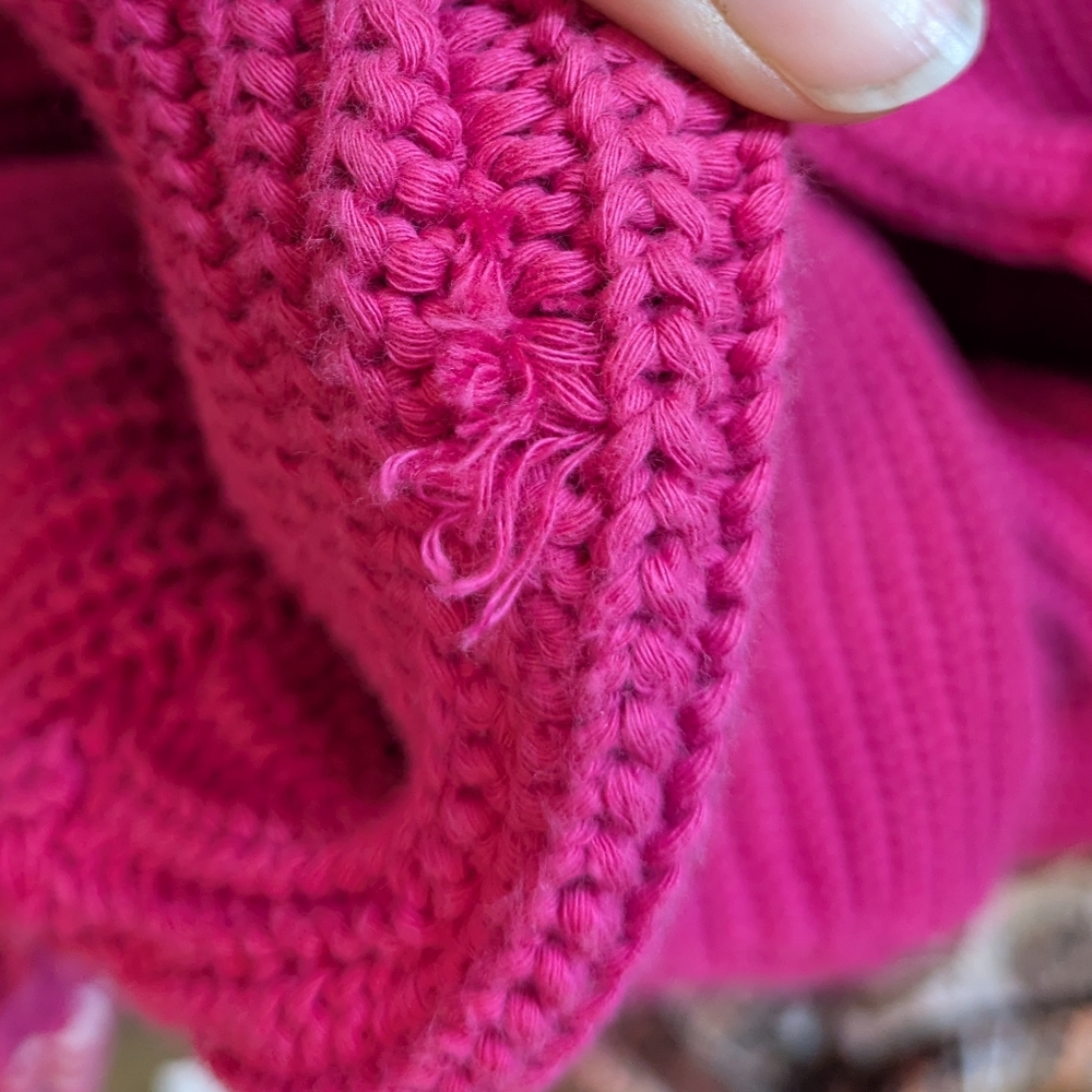For Days Re-New Organic Cotton Knit Pink Striped Cropped Turtleneck Sweater M - Picture 13 of 15